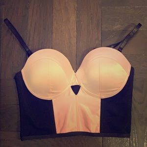 3/$30 BNWOT Rose nude satin and mesh long line bustier